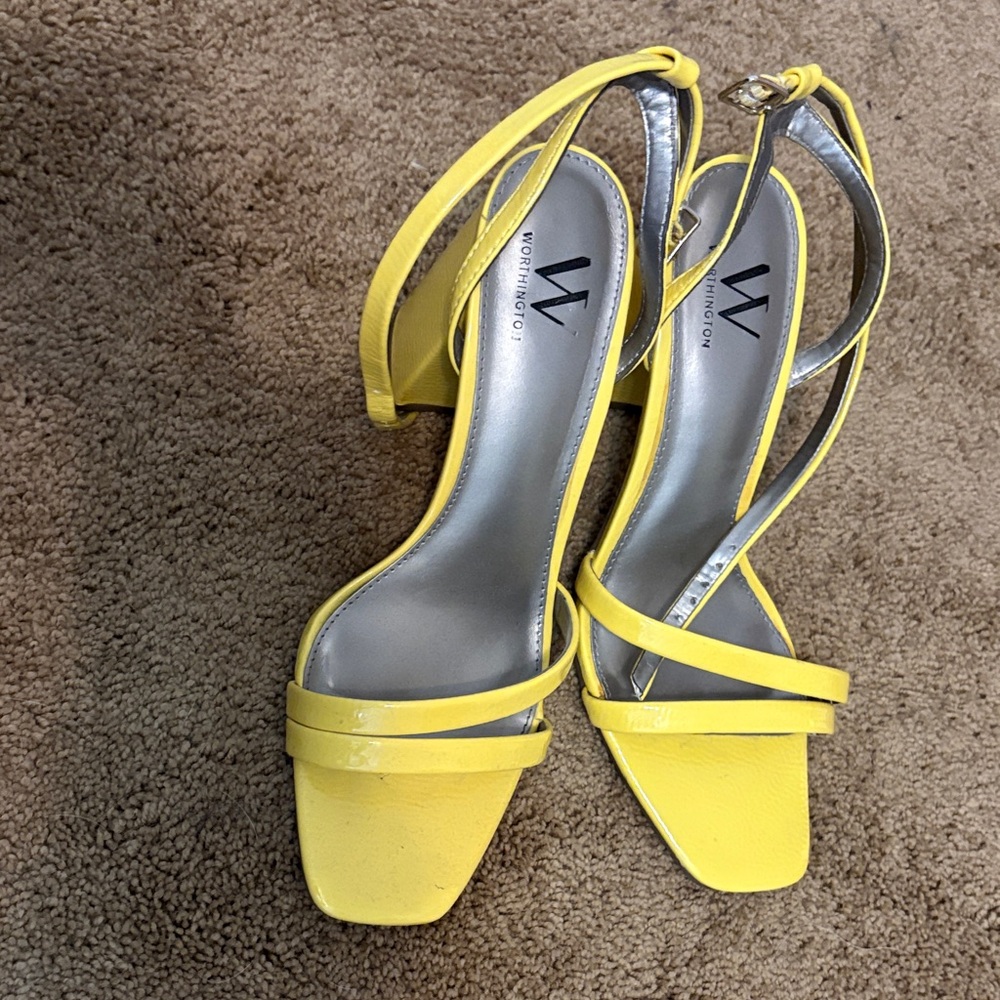 Worthington Bright Yellow Strappy Heels